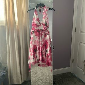 Pink, black and white floral dress
